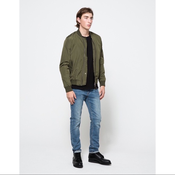 Topman Mens Olive Green Bomber Jacket 